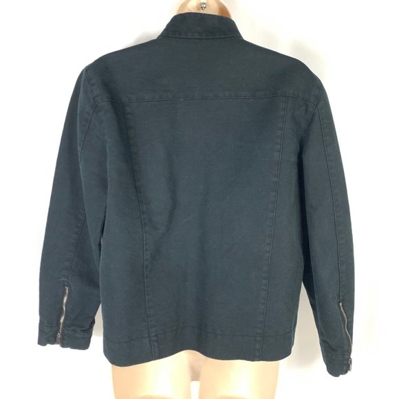 Kate Spade Side Zip Black Moto Bomber Jacket L - Picture 2 of 11